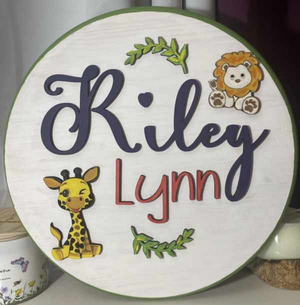 Nursery/Child's Sign 18" Round 1" thick - Image 2